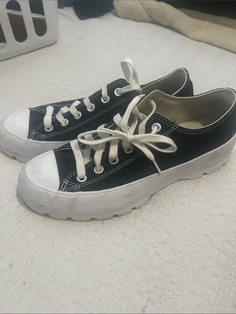 Converse Low-Top Canvas Sneakers in Black and White